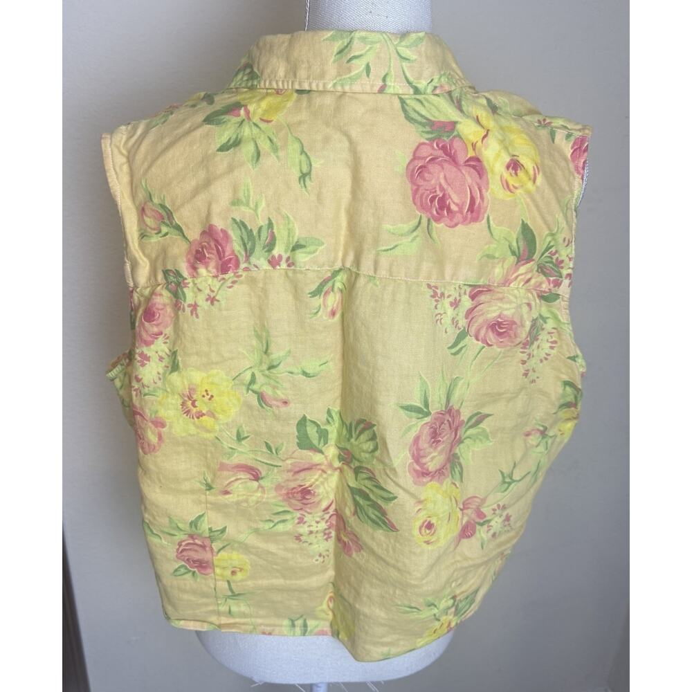 LRL Ralph Lauren Womens 2X 100% Linen Floral Tie Front Sleeveless Top shirt - Picture 4 of 6